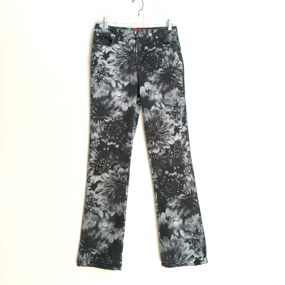Gloria Vanderbilt Gray Floral Vintage Flare Pants